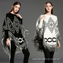 Womens Cardigan Wraps Winter Knitted Cable Fringes Shawls Sweater Poncho (SP618)
